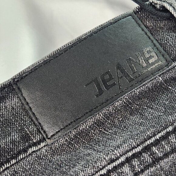 Men's Ripped Black Jeans with Red under - Picture 5 of 5